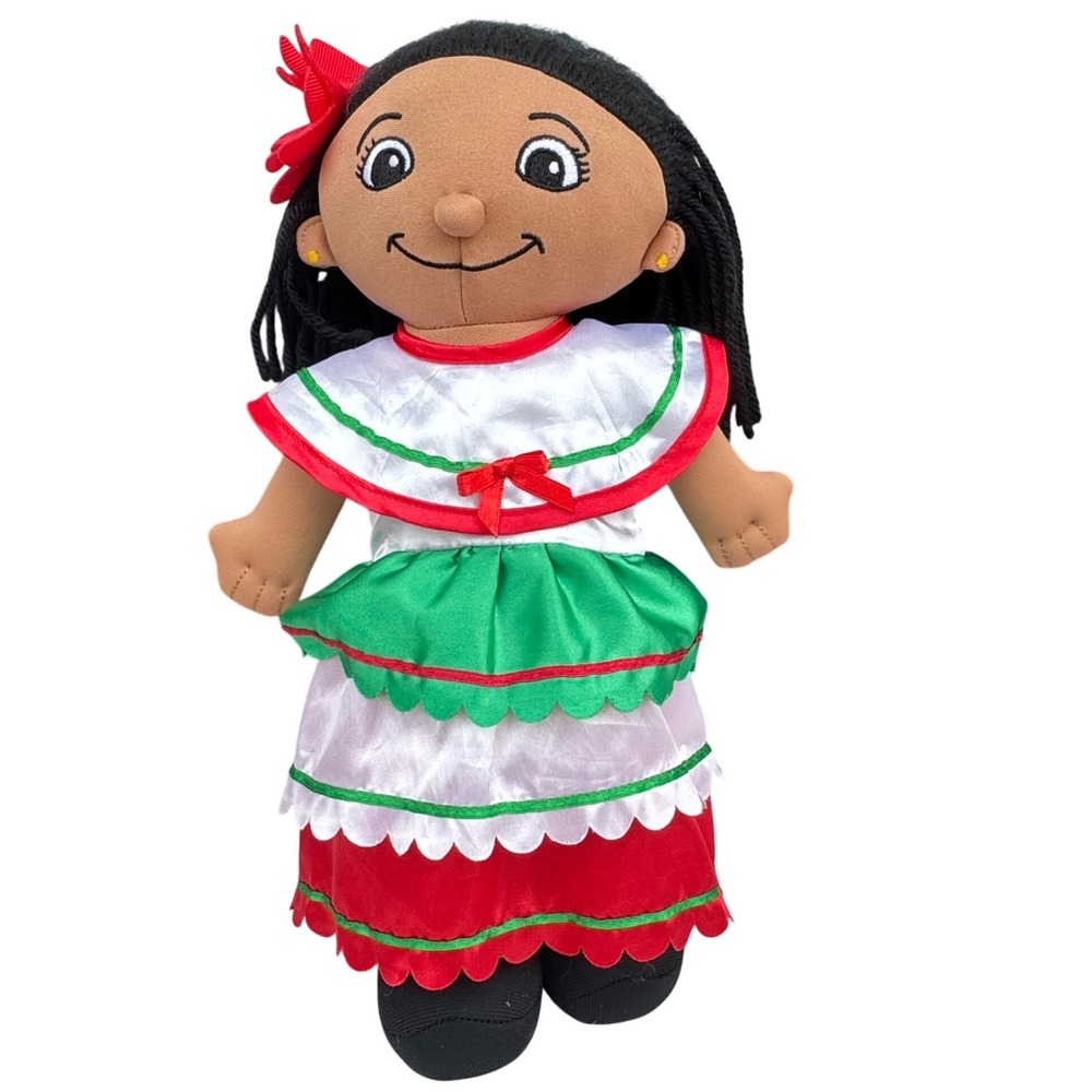 Lakeshore Learning Mexican Heritage Plush Doll 14in Traditional Dress Multicolor